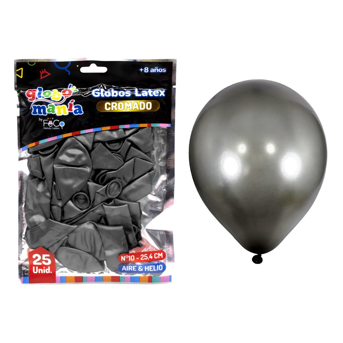 GENERICO - GLOBO 10 CHROME NEGRO X25UNI