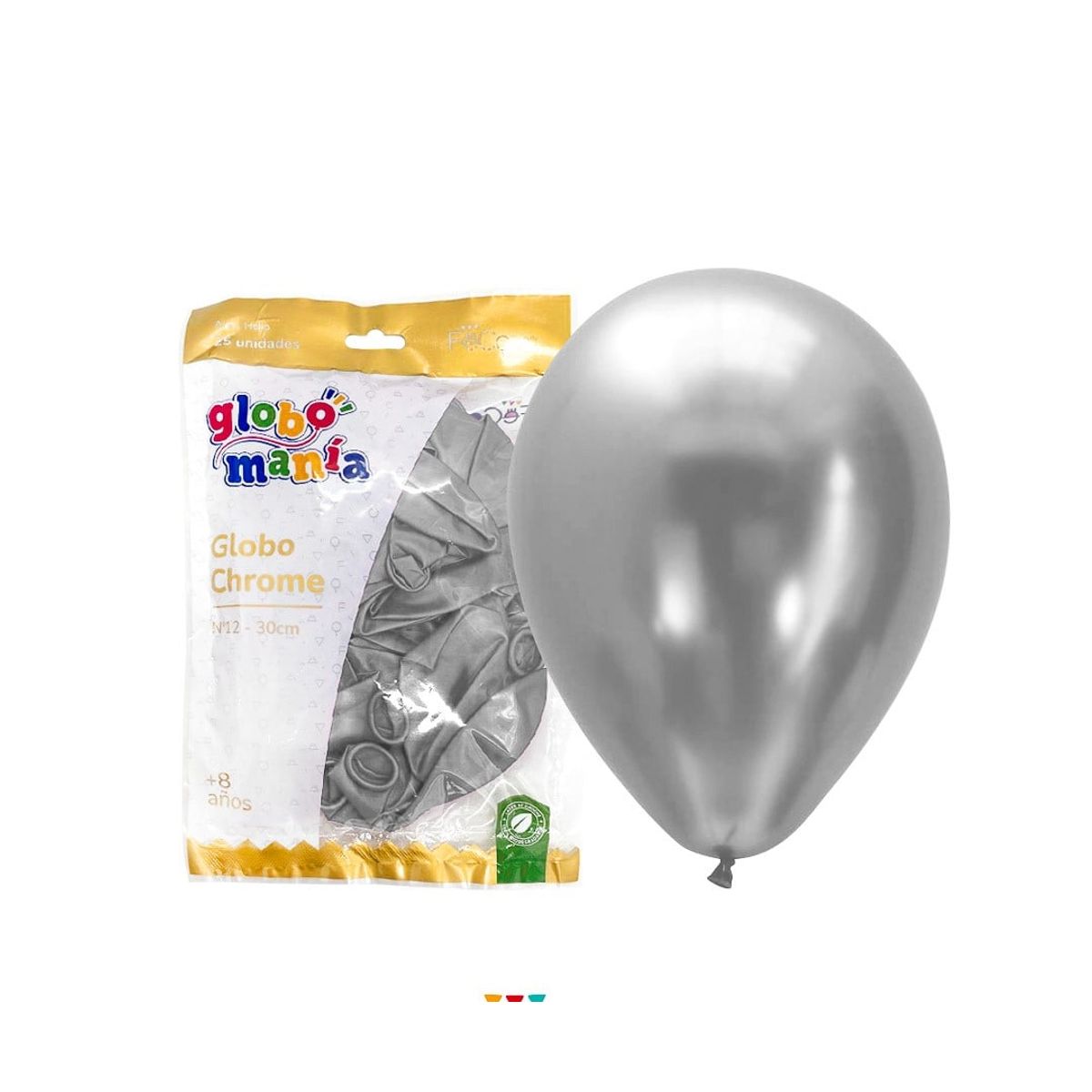 GENERICO - GLOBO 12 CHROME PLATEADO X25 UNID