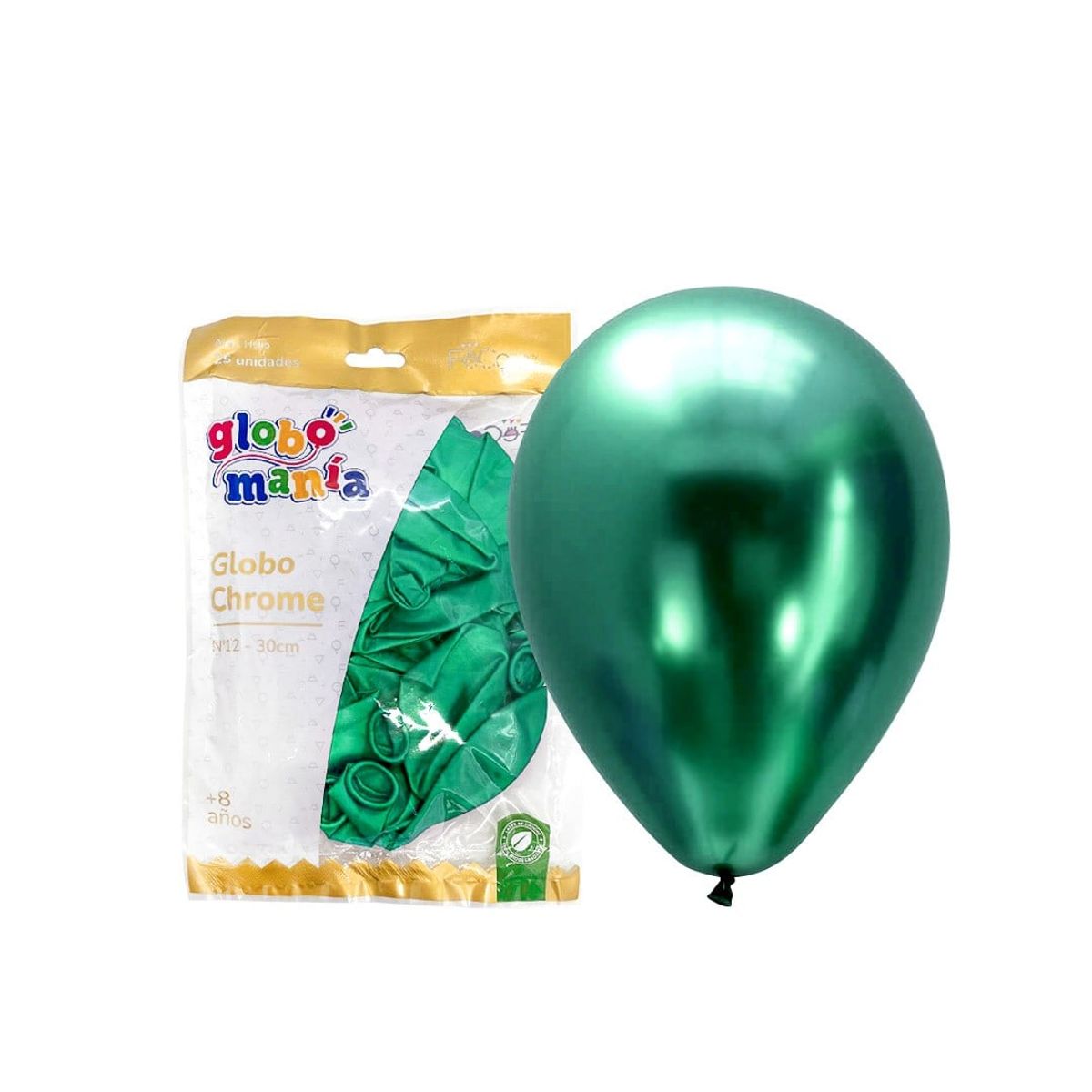 GENERICO - GLOBO 12 CHROME VERDE X25 UNID