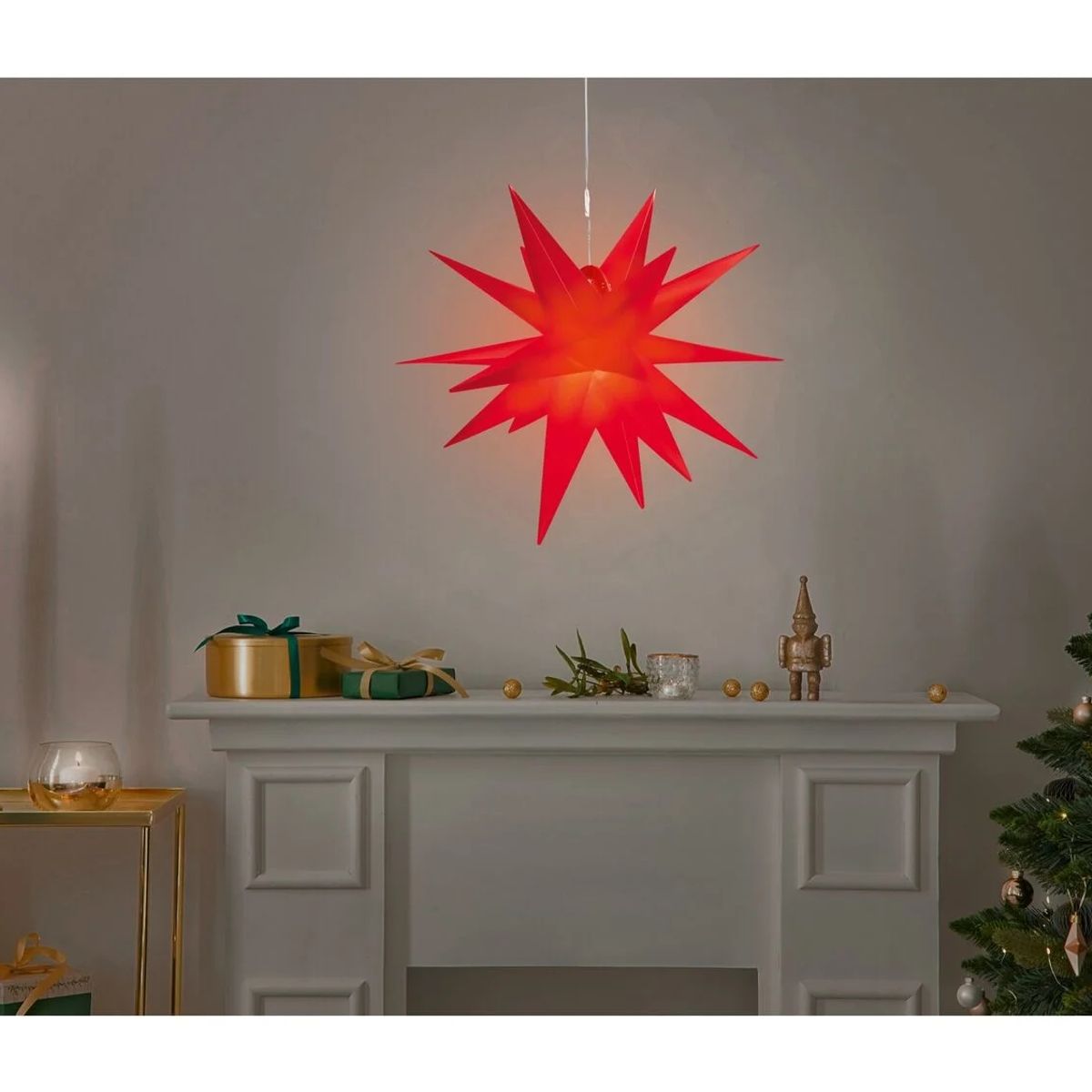 GENERICO - ESTRELLA 3D plástica LED 44cm roja