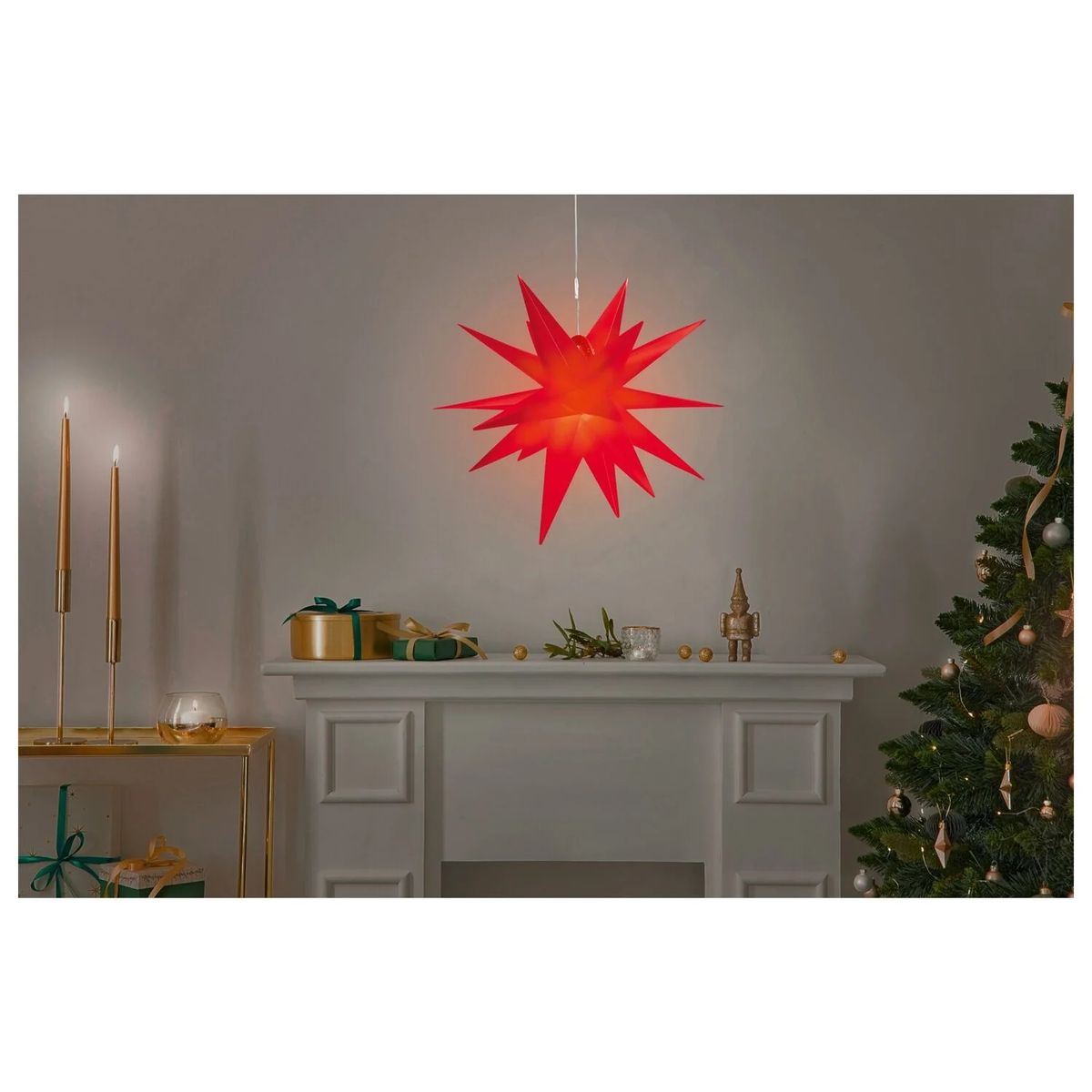 GENERICO - ESTRELLA 3D plástica LED 44cm roja