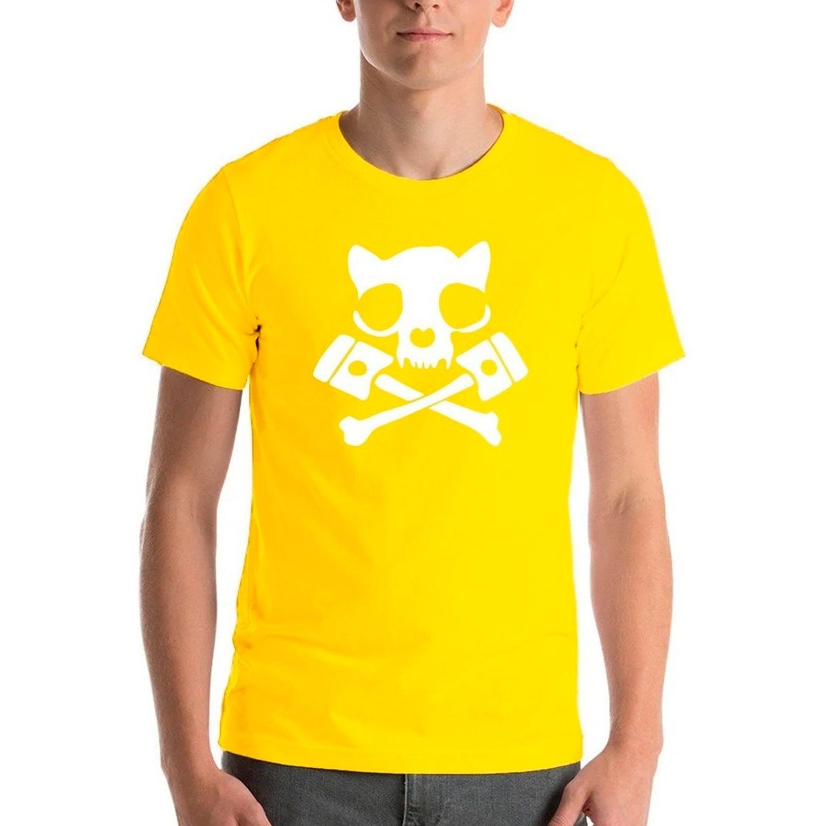 GENERICO - Polera Gato Calavera Skull Cat Cat Lover Cat Dad Hombre