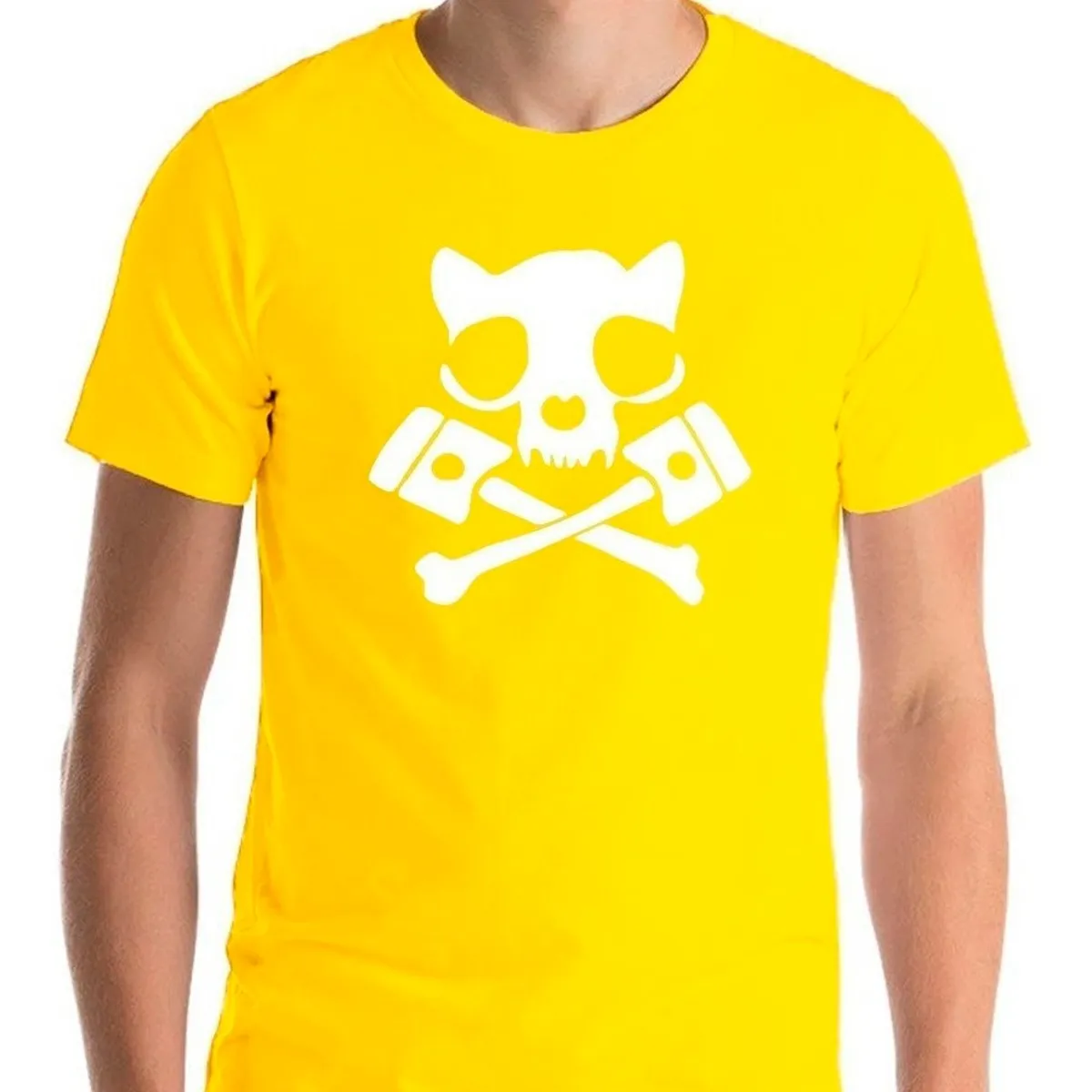 GENERICO - Polera Gato Calavera Skull Cat Cat Lover Cat Dad Hombre