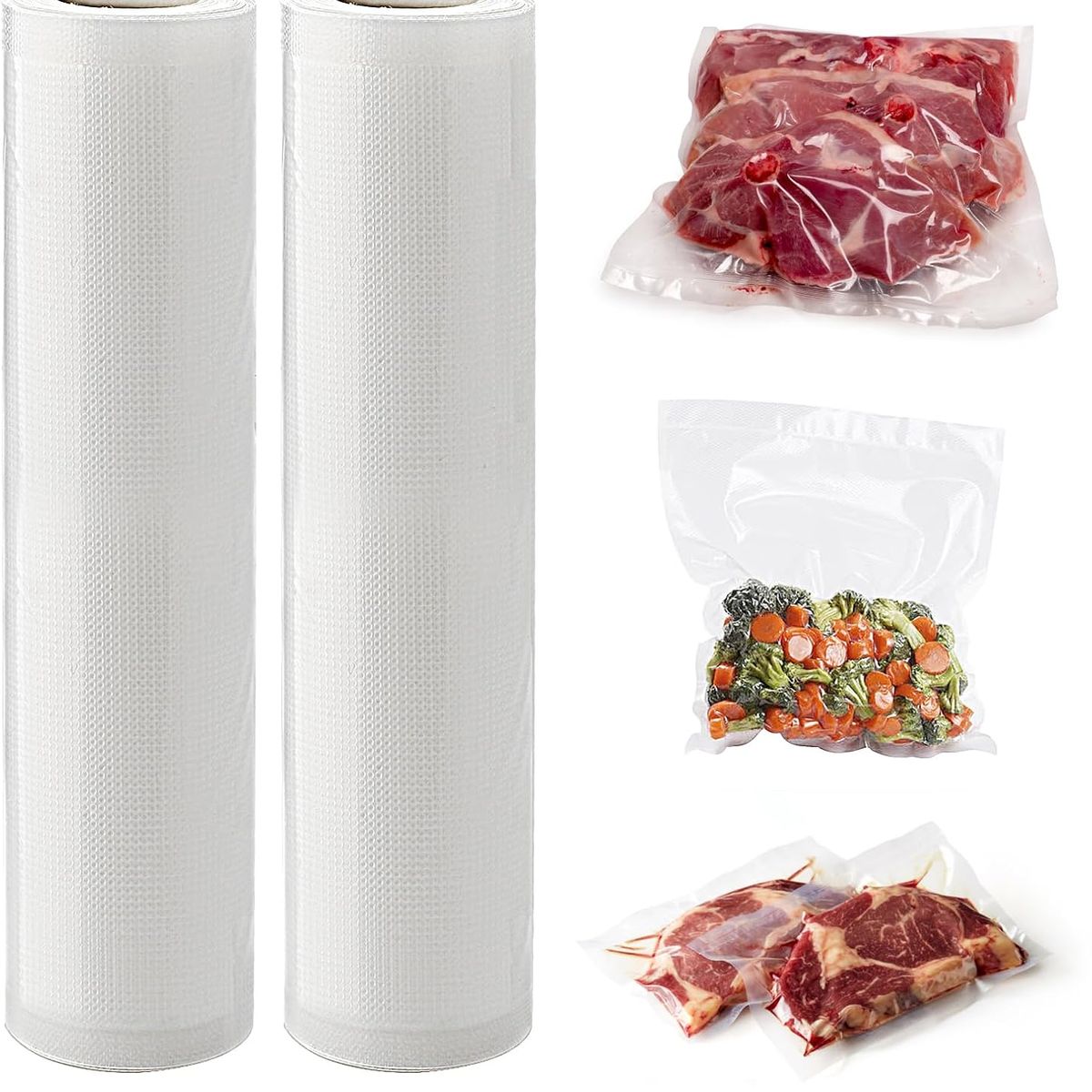 KUANGYE - 2 Rollo bolsas Para Aspiradora De Alimentos 20cmX 15m