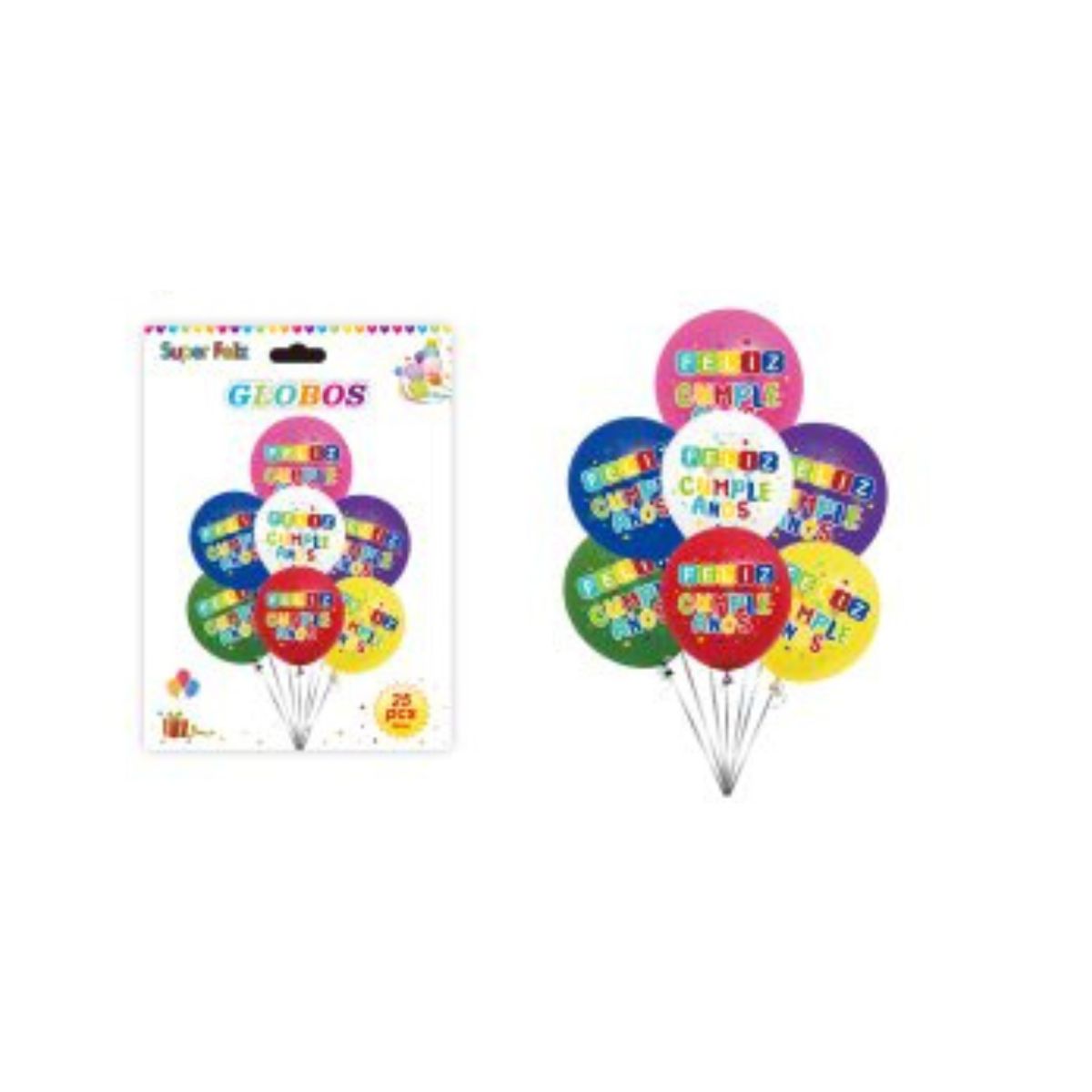 GENERICO - GLOBOS FELIZ CUMPLEAÑOS 30 CM 25 PCS