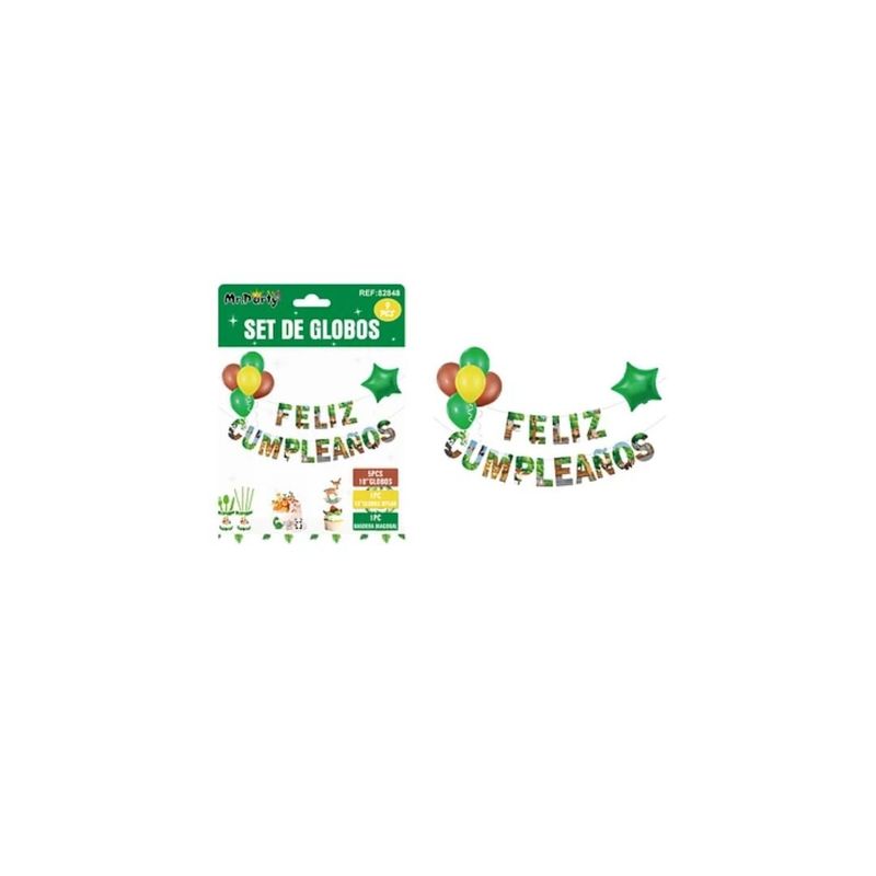 GENERICO - Set De Globos Látex Y Guirnalda De Animales 9pcs