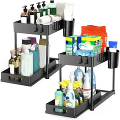 KUANGYE - Organizador Multifuncional Baño Cocina 2 Niveles 2 Piezas