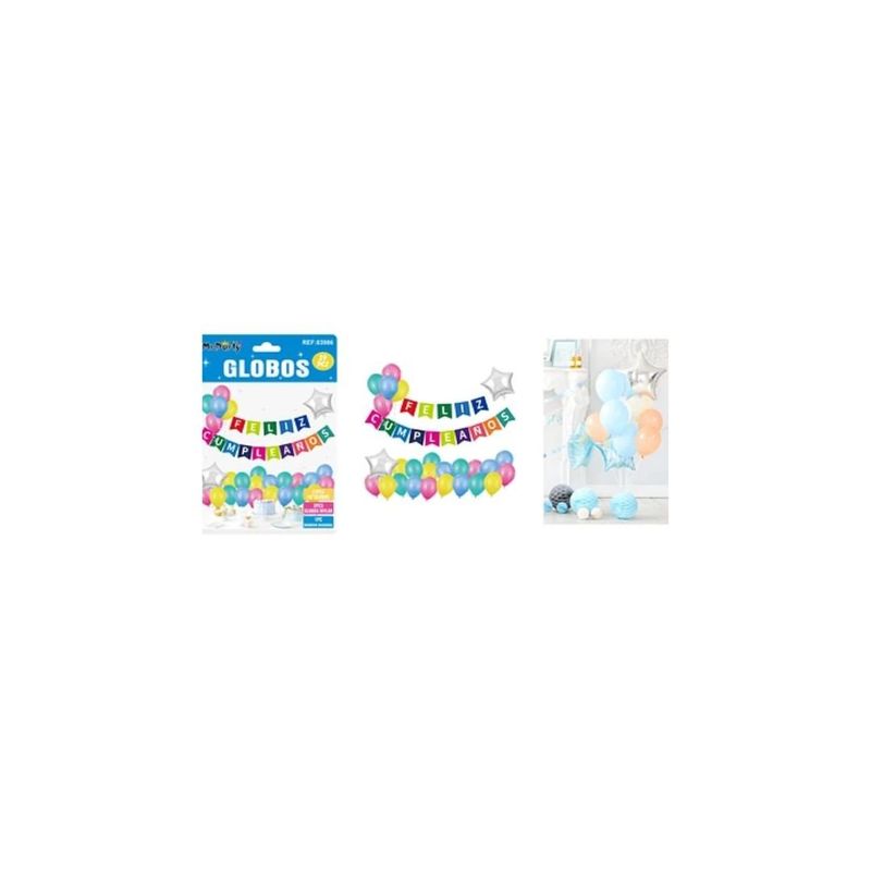 GENERICO - Set De Globos Látex Y Guirnalda Multicolor 29pcs