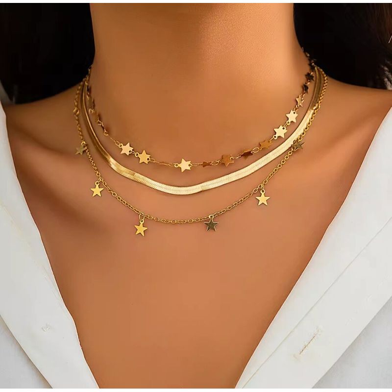 GENERICO - Collar 3 en 1Dorado cinta y estrella