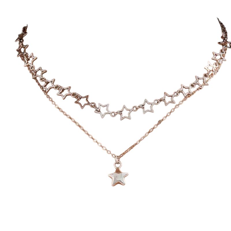 GENERICO - Collar 3 en 1 plateado estrellas
