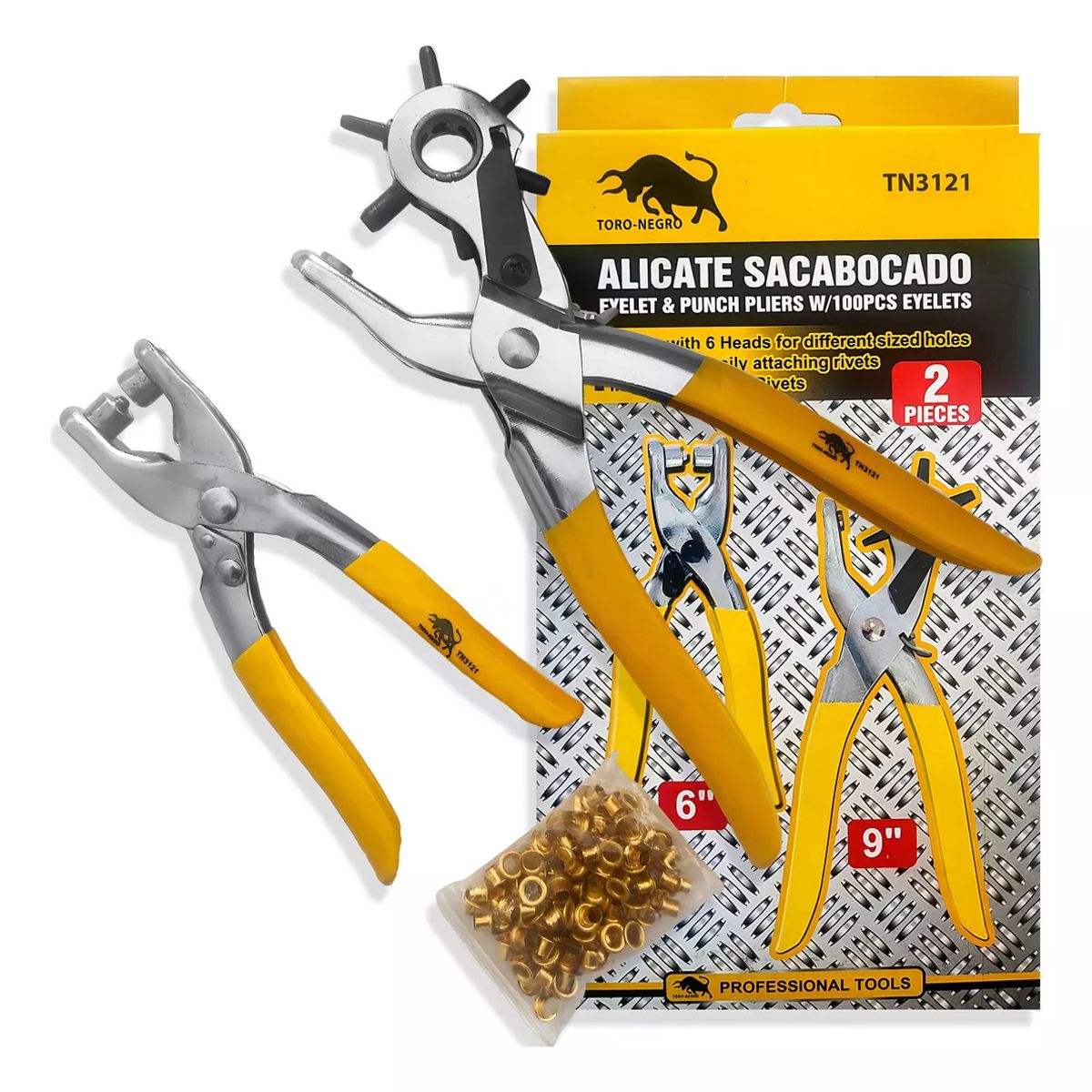 GENERICO - Set Alicates Sacabocado 2 Pieza Prensas Ojetillos