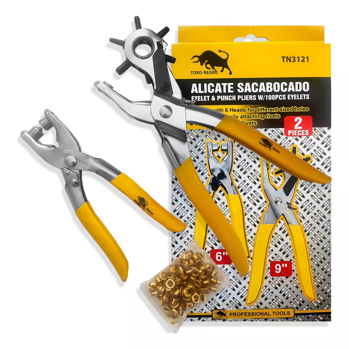 GENERICO - Set Alicates Sacabocado 2 Pieza Prensas Ojetillos