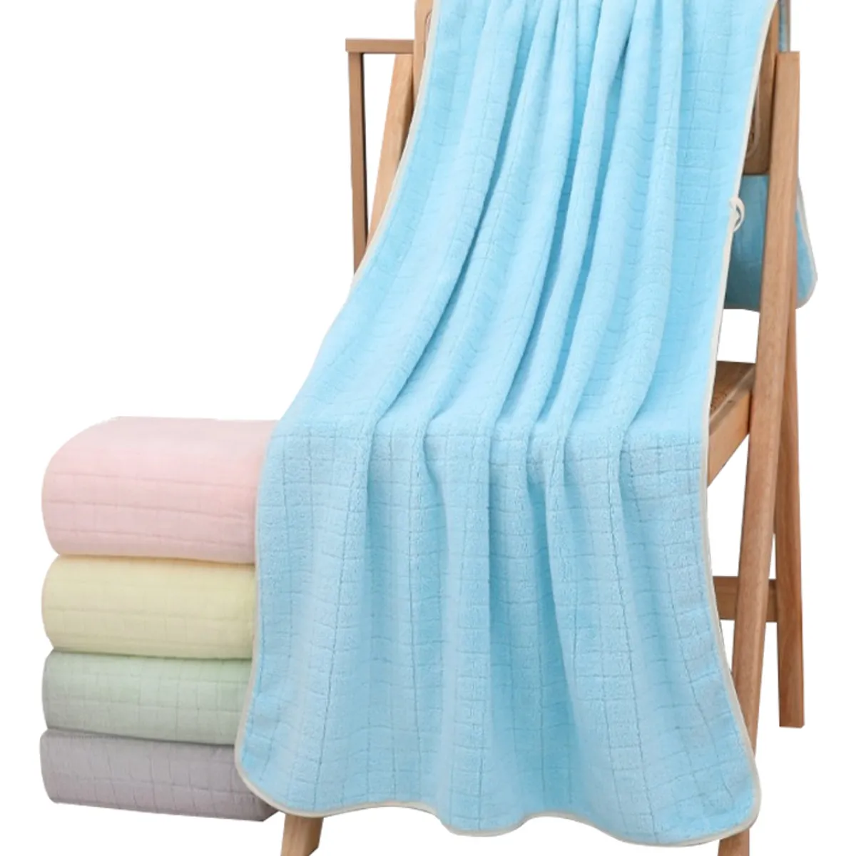 GENERICO - Toalla De Baño De Terciopelo Azul Coral De Alta Densidad 70x140cm