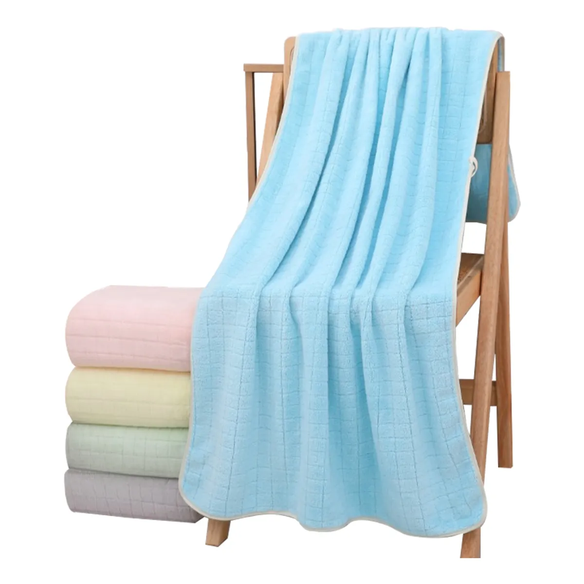 GENERICO - Toalla De Baño De Terciopelo Azul Coral De Alta Densidad 70x140cm