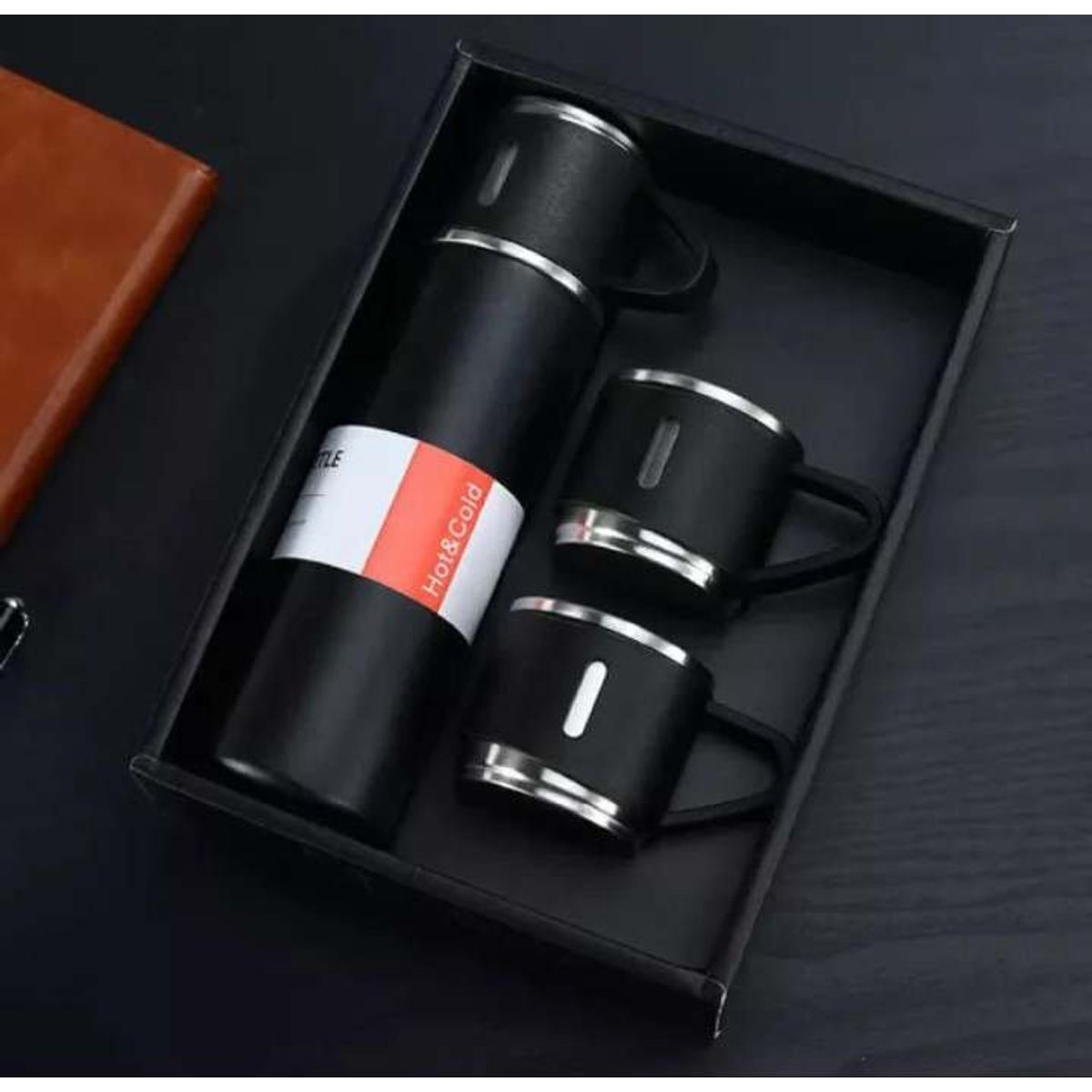 GENERICO - Set termo térmico acero Inox 500ml + 3 tazas