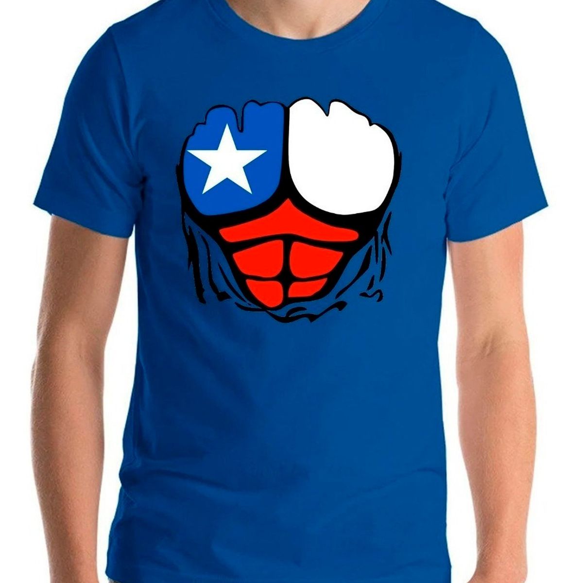 GENERICO - Polera Estampada  Chile Futbol Musculoso Crosfit Bandera