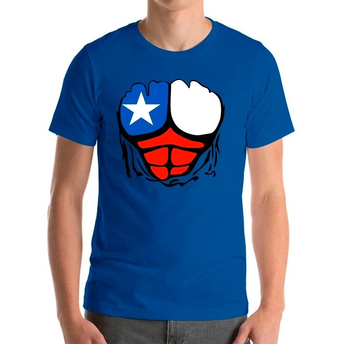 GENERICO - Polera Estampada  Chile Futbol Musculoso Crosfit Bandera