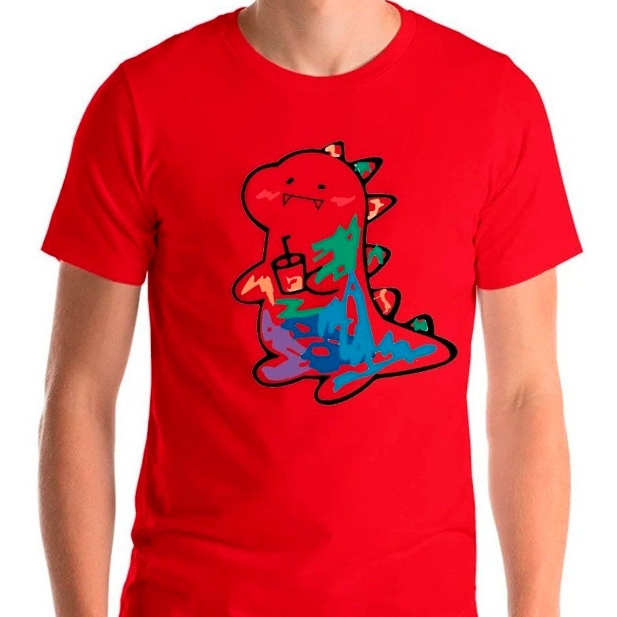 GENERICO - Polera Estampada Dinosaurio Kawai Colores Hombreniño