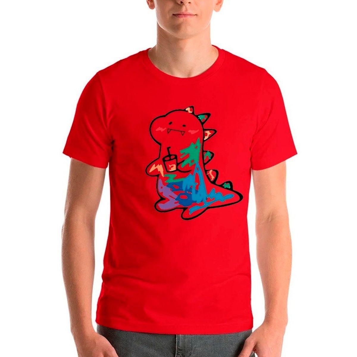 GENERICO - Polera Estampada Dinosaurio Kawai Colores Hombreniño