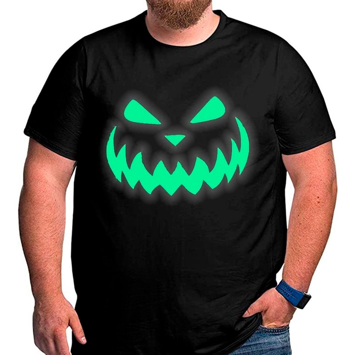 GENERICO - Polera Halloween Calabaza Brillo Oscuri Tallas Grandes 2xl