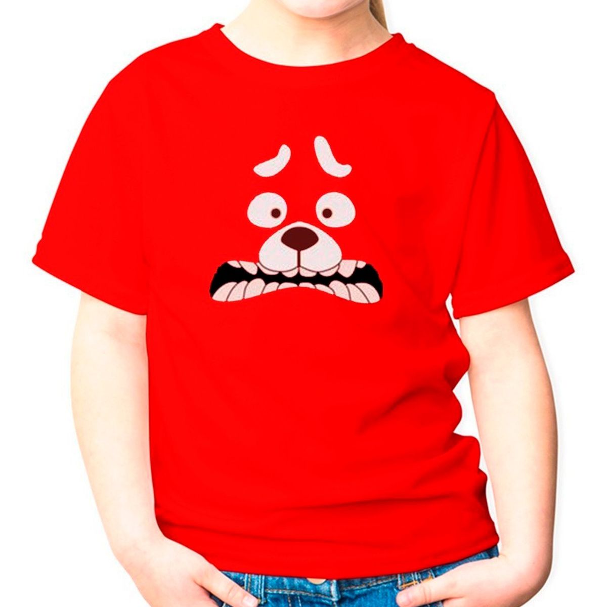 GENERICO - Polera Estampado Face Oso Rojo Turning Red Adultosniños