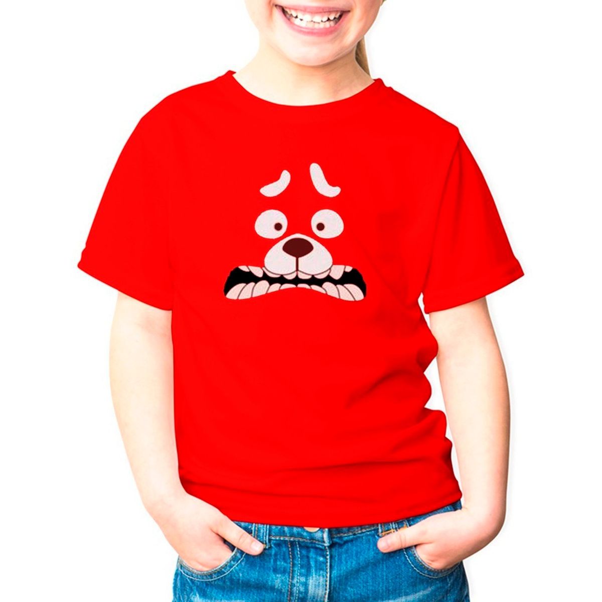 GENERICO - Polera Estampado Face Oso Rojo Turning Red Adultosniños