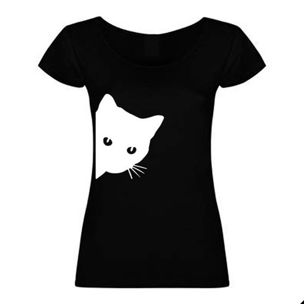 GENERICO - Polera Gato Gatito De Lado  Moda Mujer