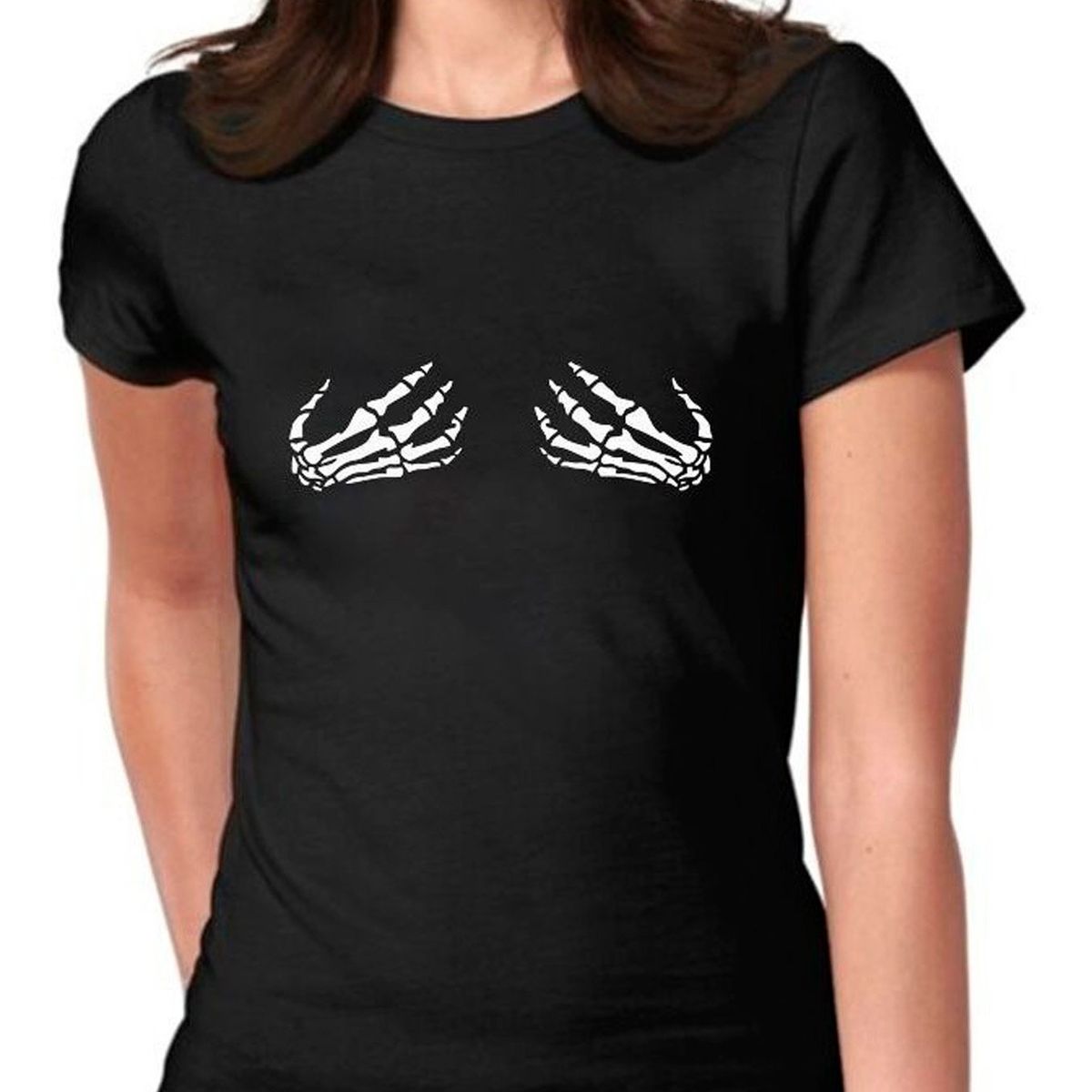 GENERICO - Polera Manos Sobre Boobies Halloween Esqueleto Horror Terror