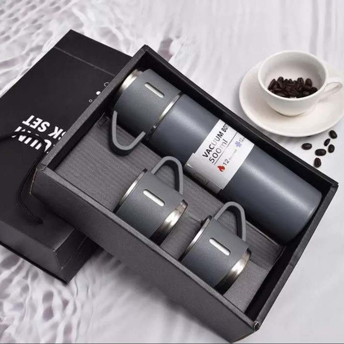 GENERICO - Set termo térmico acero Inox 500ml + 3 tazas