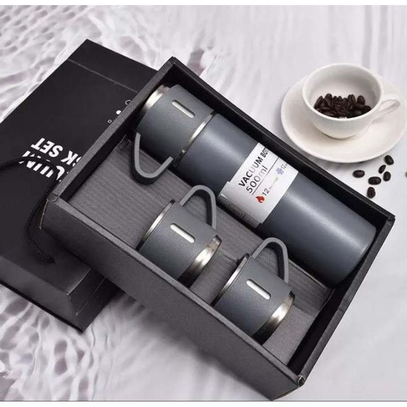 GENERICO - Set termo térmico acero Inox 500ml + 3 tazas
