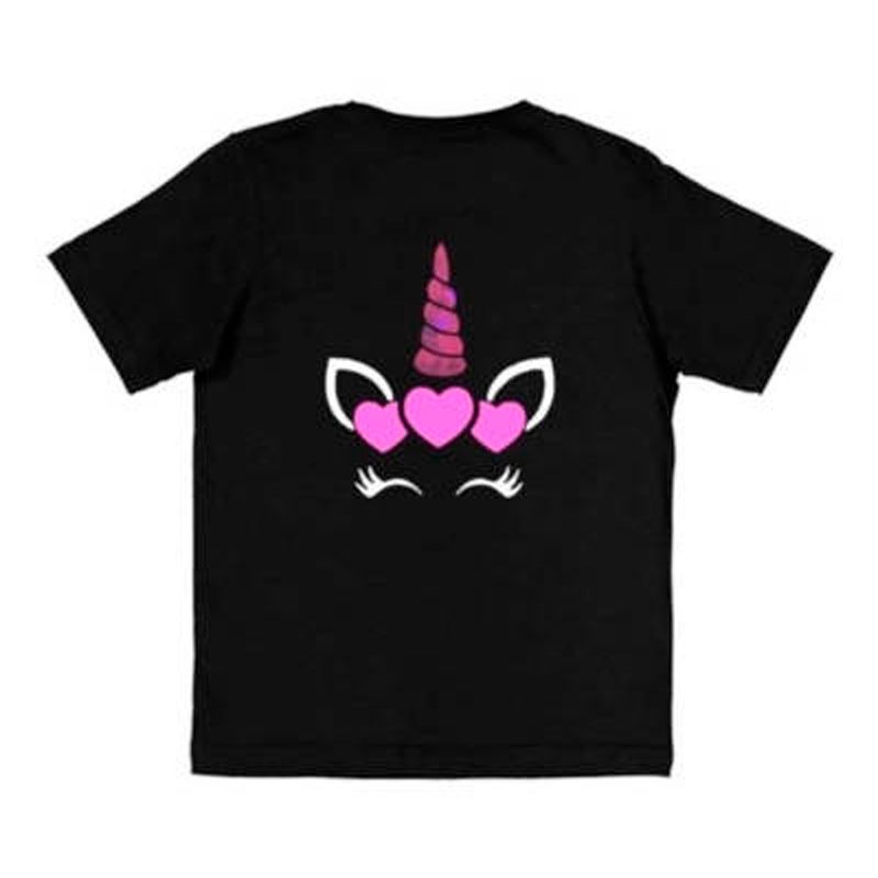 GENERICO - Polera Unicornio Corazon Holografico Rosado Niñas
