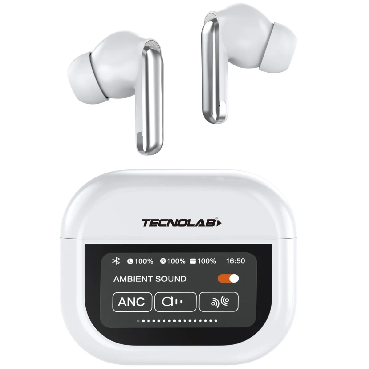 TECNOLAB - Audífonos Bluetooth Con Pantalla Touch Blanco - SC