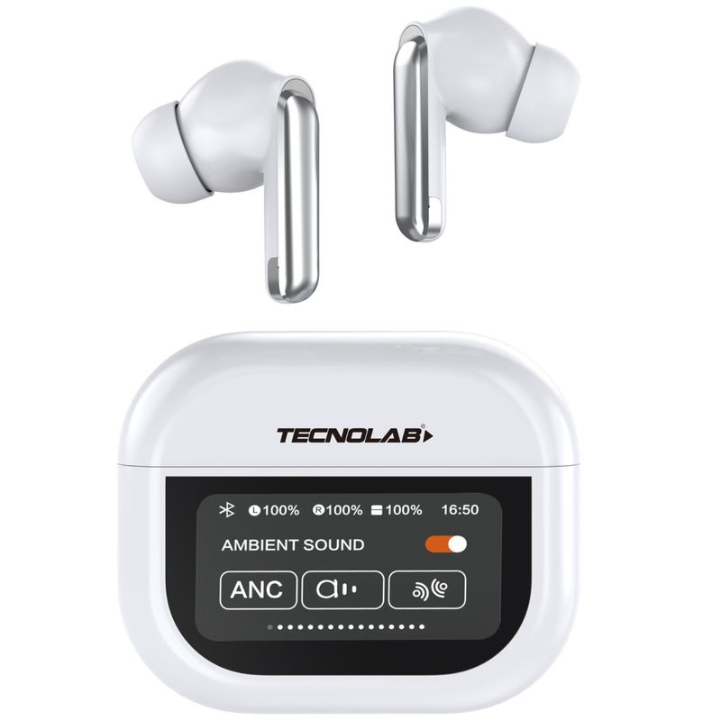 TECNOLAB - Audífonos Bluetooth Con Pantalla Touch Blanco - SC