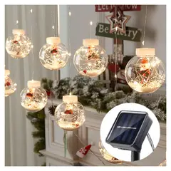 GENERICO - Guirnalda SOLAR Esferas Pascuero de Navidad - Luz Cálida