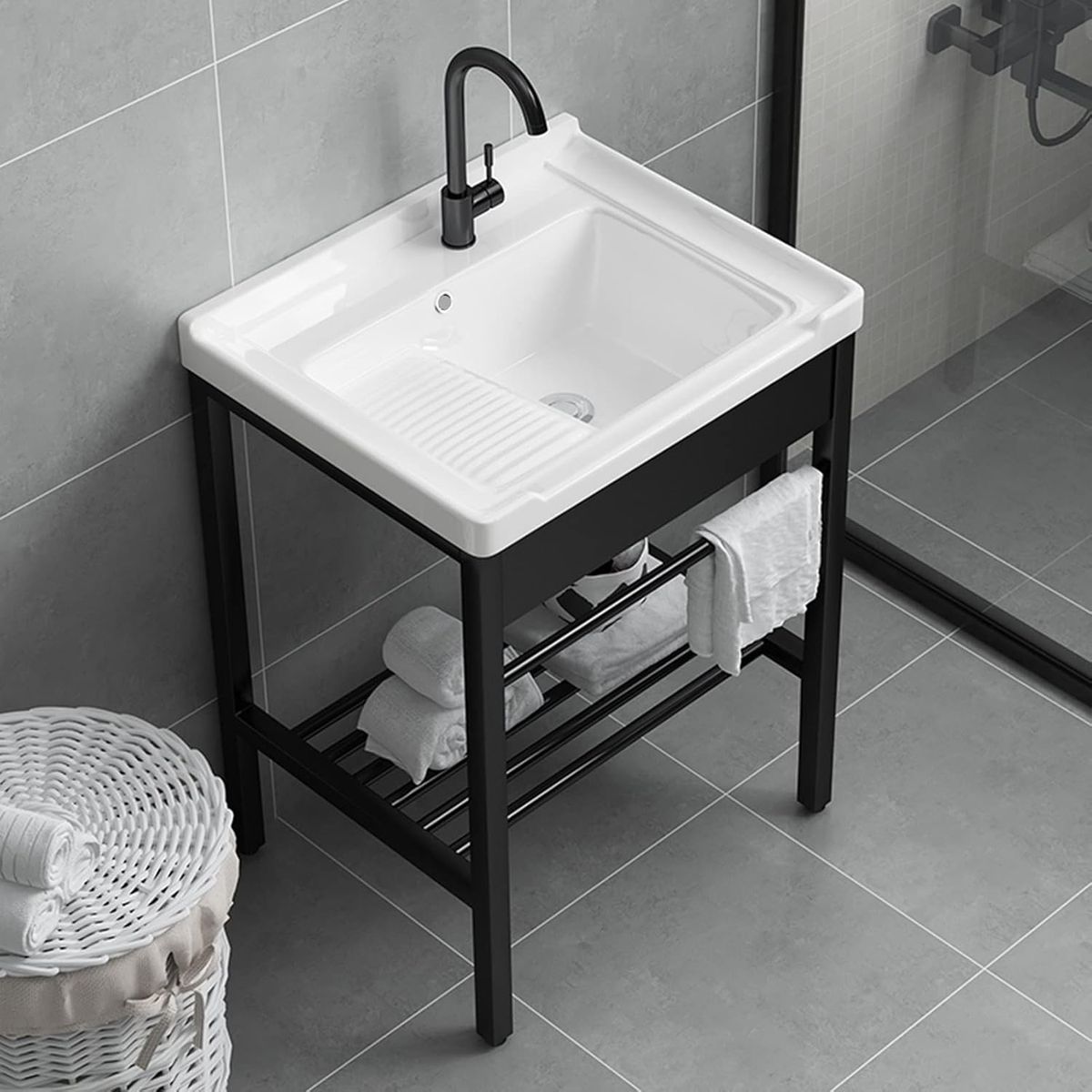 GENERICO - Lavamanos Mueble Baño Y Lavandería Base Acero Inoxidable 60cm