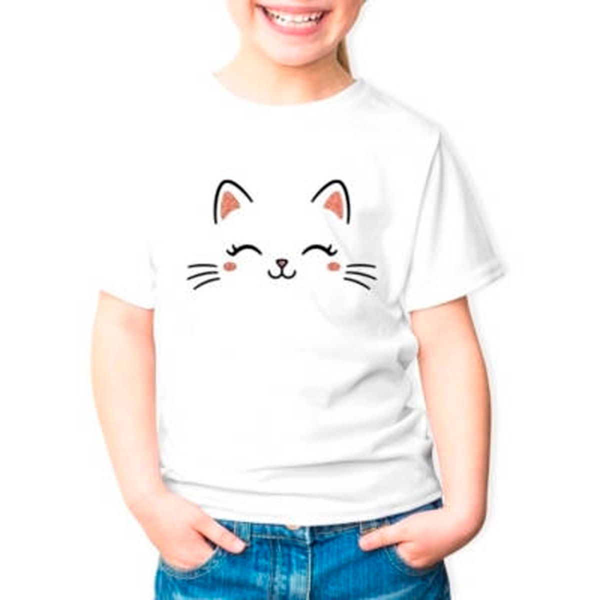 GENERICO - Polera Gatito Lindo Kawai Glitter Cat Niño Niña