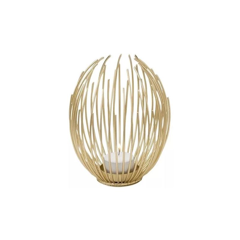 GENERICO - Candelabros Centro Mesa Adorno Decorativo Velas Farol Dorado
