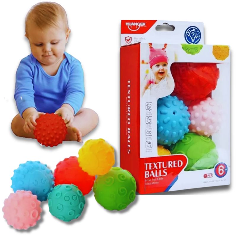 HUANGER - Set 6 Pelotas Sensoriales Bebe Estimulante Colores Surtidos