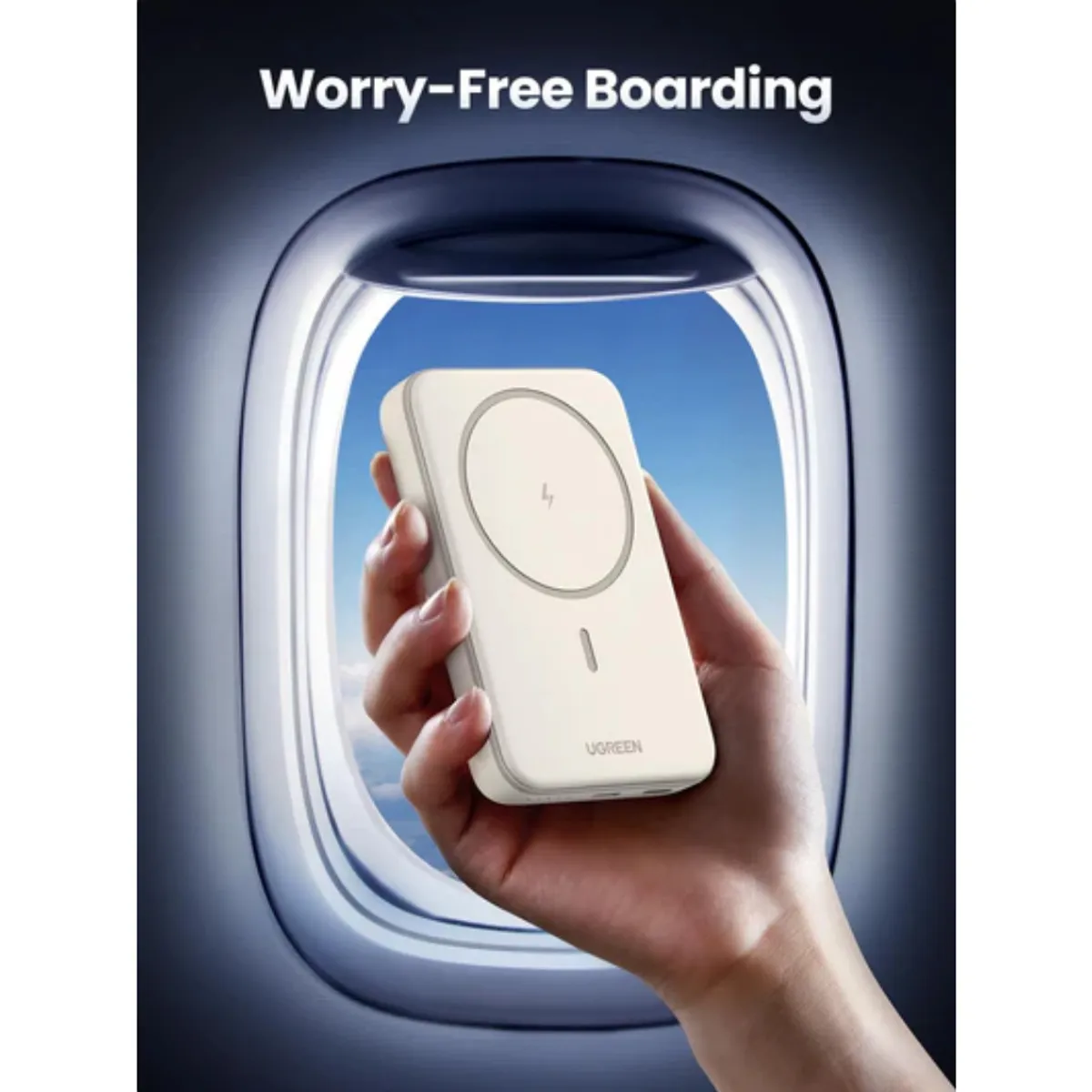 UGREEN - Bateria Portatil Magnetica 5000Mah Mini Carga Inalambrica 15W Blanco