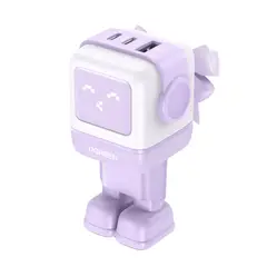UGREEN - Robot Gan Tech Cargador 65W 1 Usb-A + 2 Usb-C Purpura Cd361