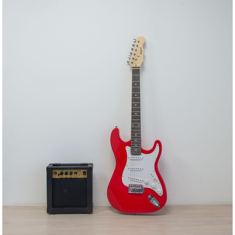 ALAGUEZ - Pack Guitarra Electrica Roja Con Ampificador 10W Alaguez