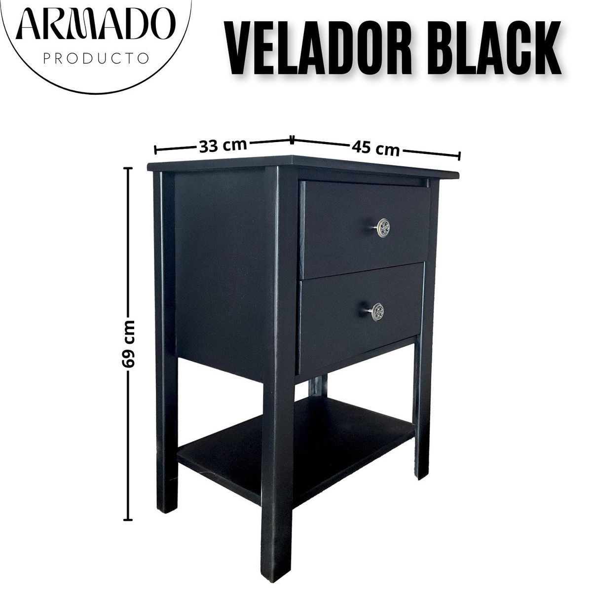 GENERICO - Velador Madera Black