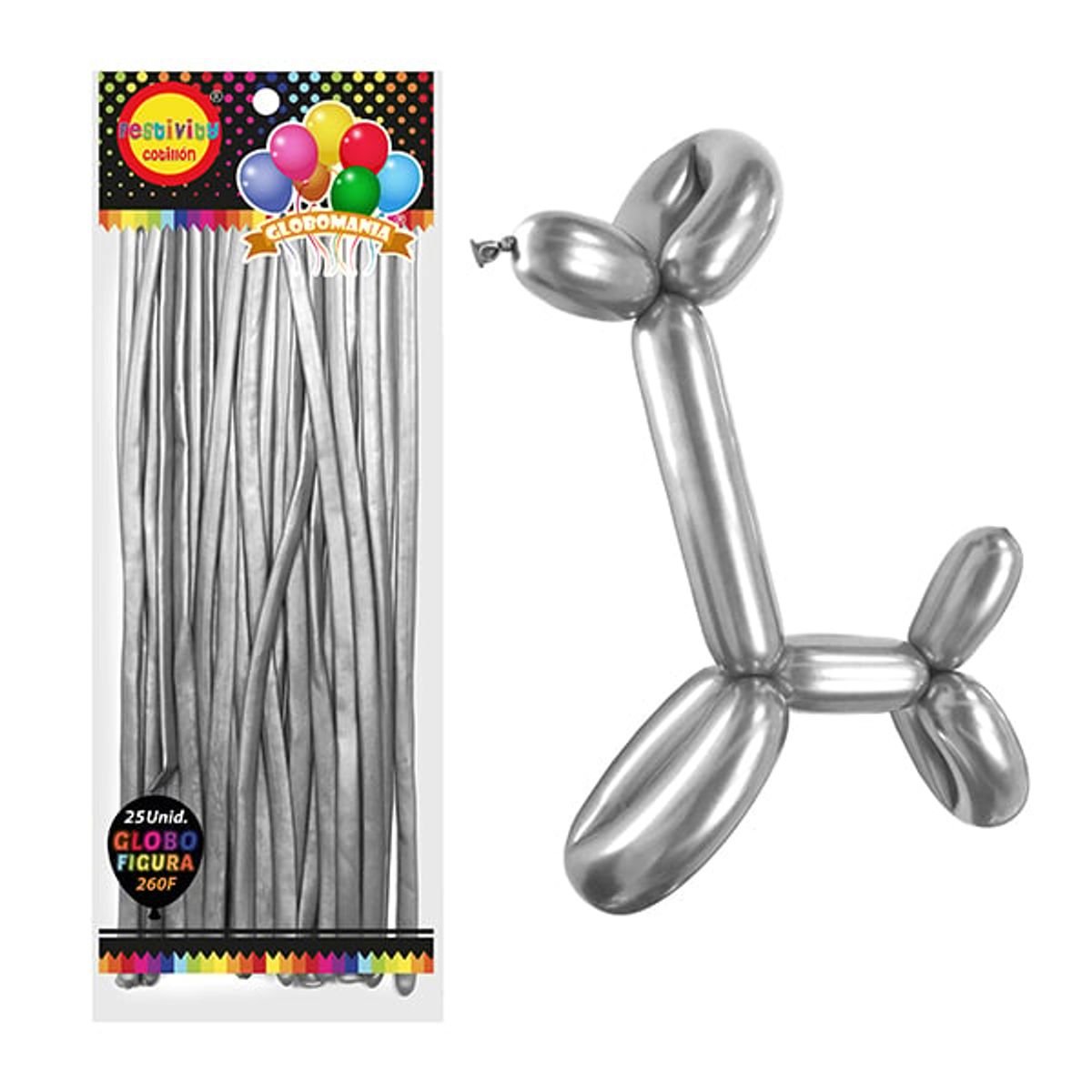 GENERICO - GLOBO FIGURA CHROME PLATEADO X25 UNI