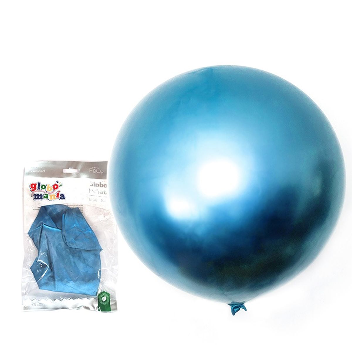 GENERICO - GLOBO PINATA R36 CHROME AZUL X1 UNI