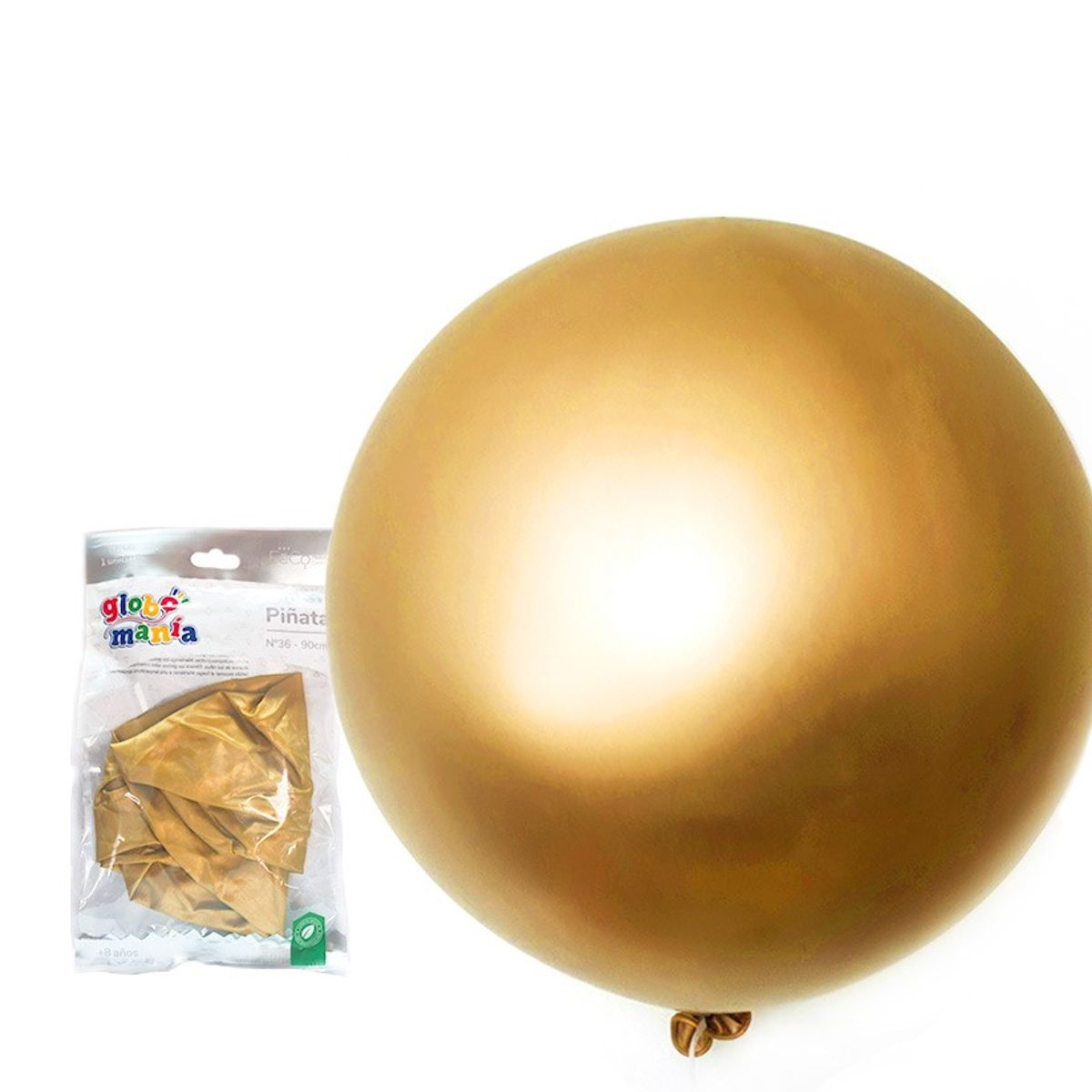GENERICO - GLOBO PINATA R36 CHROME DORADO X1 UNI