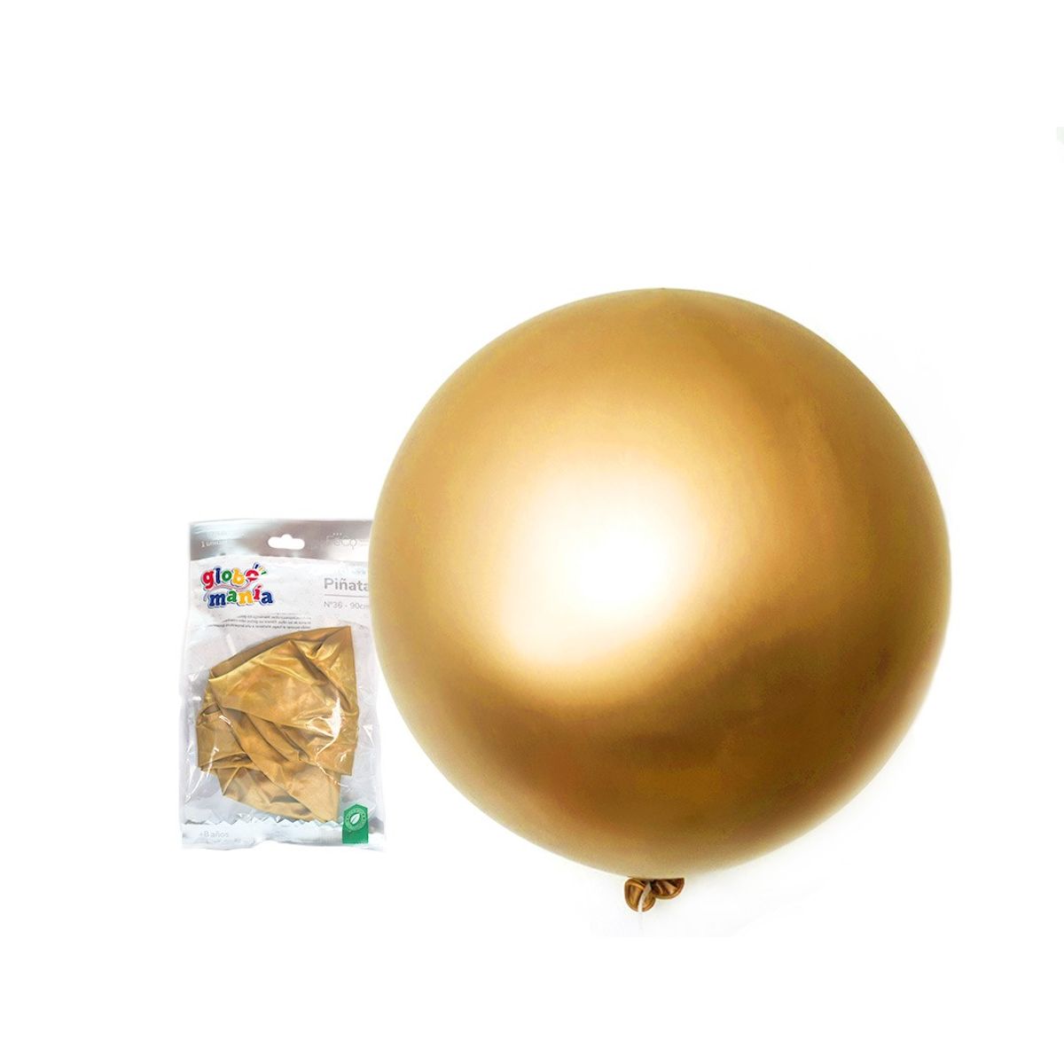 GENERICO - GLOBO PINATA R36 CHROME DORADO X1 UNI