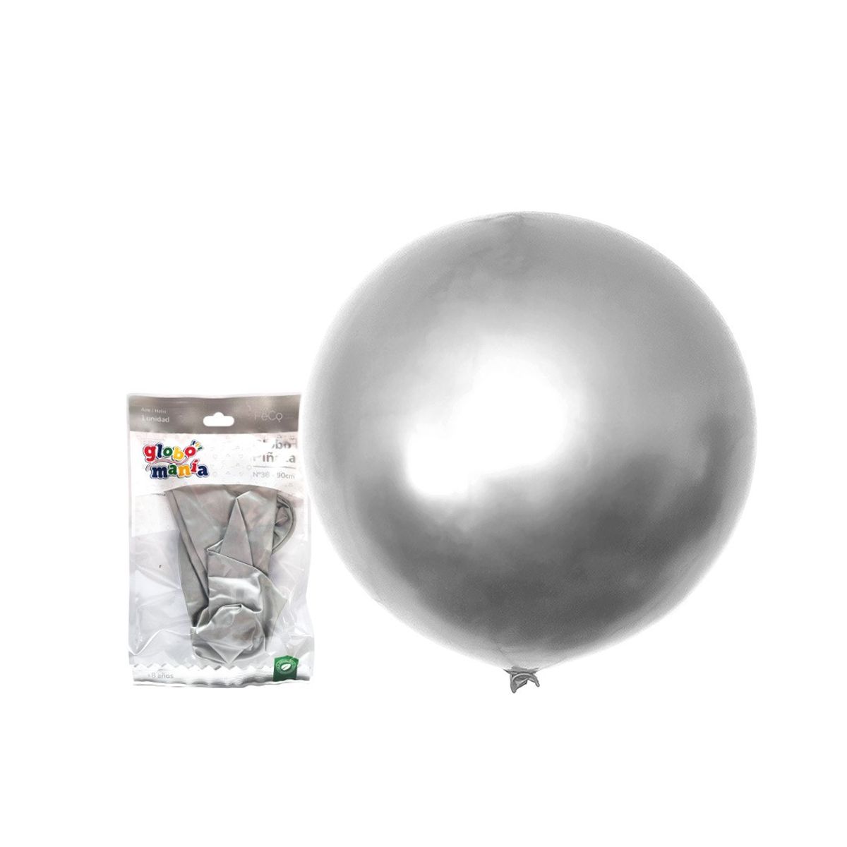 GENERICO - GLOBO PINATA R36 CHROME PLATEADO X1 UNI