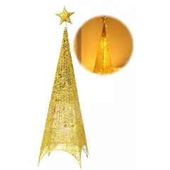 GENERICO - Árbol de navidad con Luces Pirámide Dorado 180cm