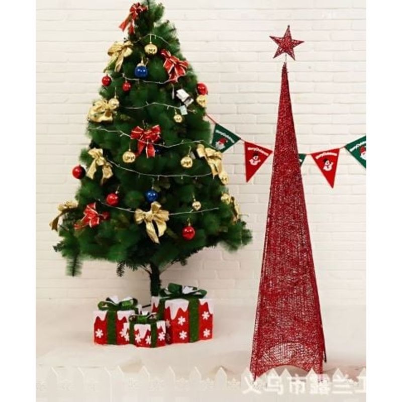 GENERICO - Árbol de navidad con Luces Pirámide Rojo 180cm