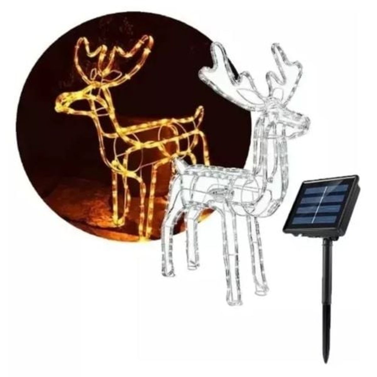 GENERICO - Reno Navidad con Movimiento navideño Luz Led Solar Calido 120cm